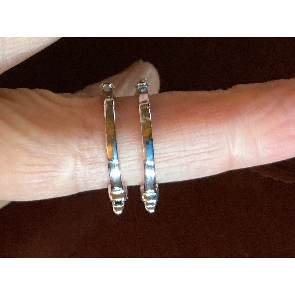Diamond Sterling Silver Hoop Earrings, tension set, 1.10 carats - Picture 12 of 14